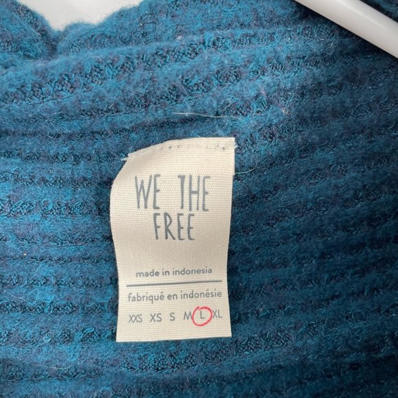 We the Free Cowl Neck Oversized Long Sleeve Sweater Women's Size Large Teal - Picture 4 of 9